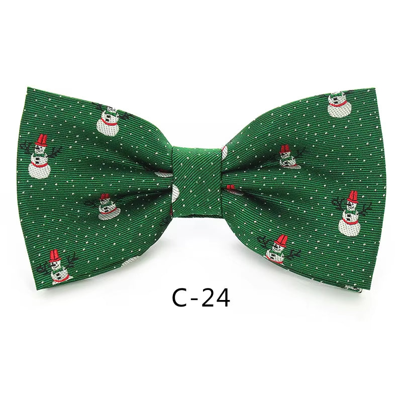 Christmas Bow Ties for Mens Shirt Snowflake Christmas Tree Pattern Men Silk Bow Tie Christmas Party Gift