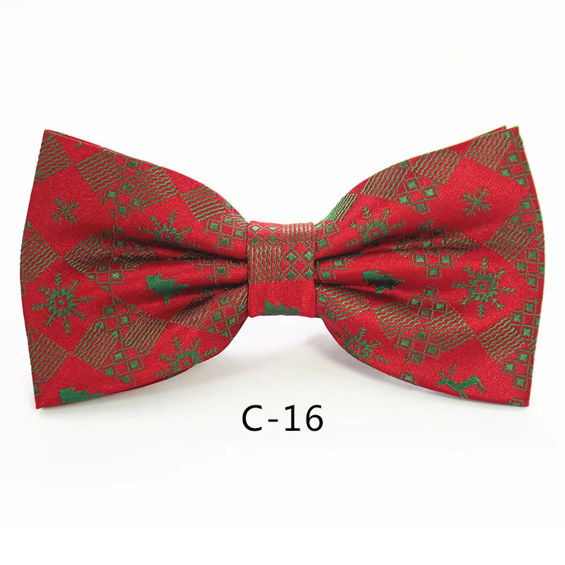 Christmas Bow Ties for Mens Shirt Snowflake Christmas Tree Pattern Men Silk Bow Tie Christmas Party Gift