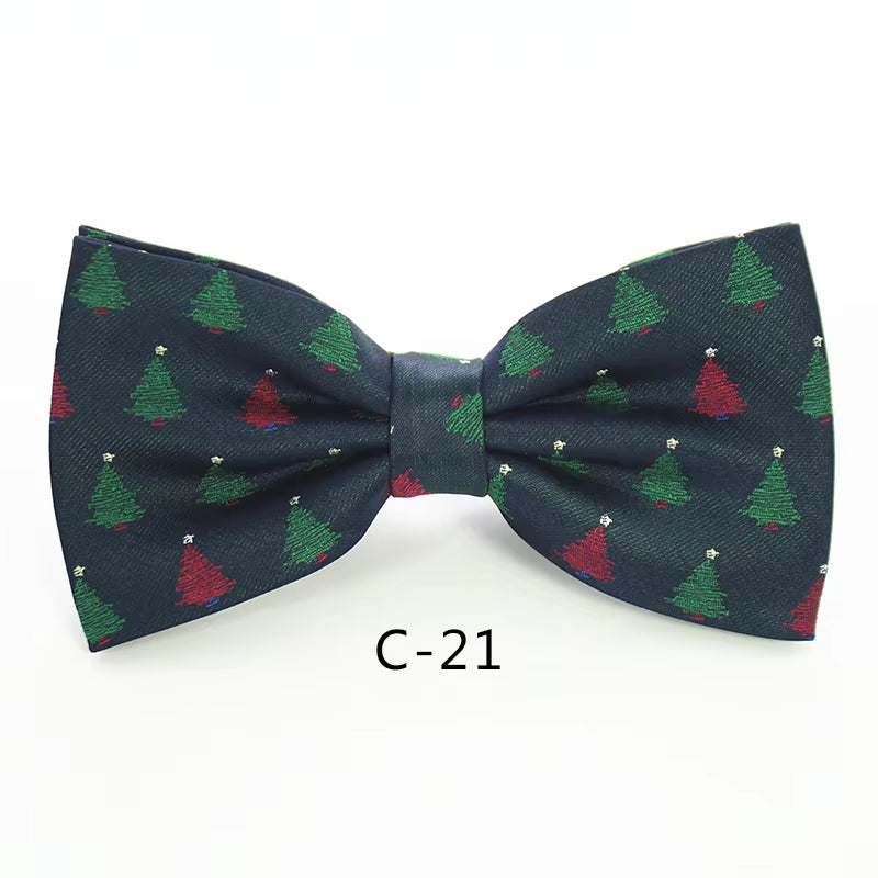 Christmas Bow Ties for Mens Shirt Snowflake Christmas Tree Pattern Men Silk Bow Tie Christmas Party Gift