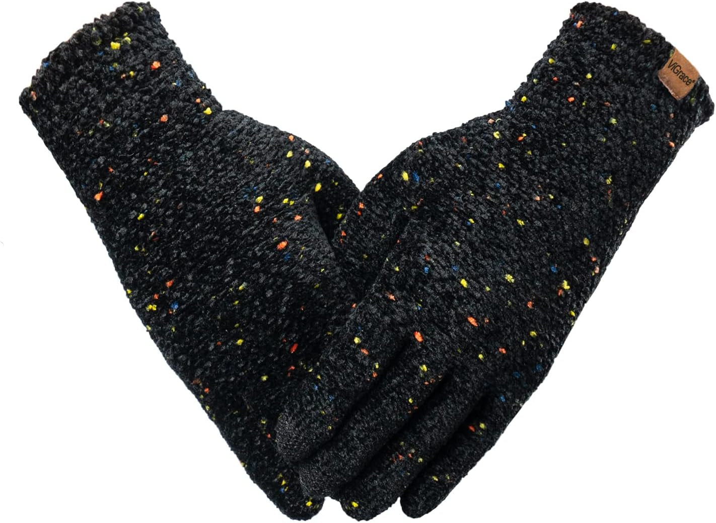 Vigrace Winter Touchscreen Gloves for Women Chenille Warm Knit with 3 Touch Scre