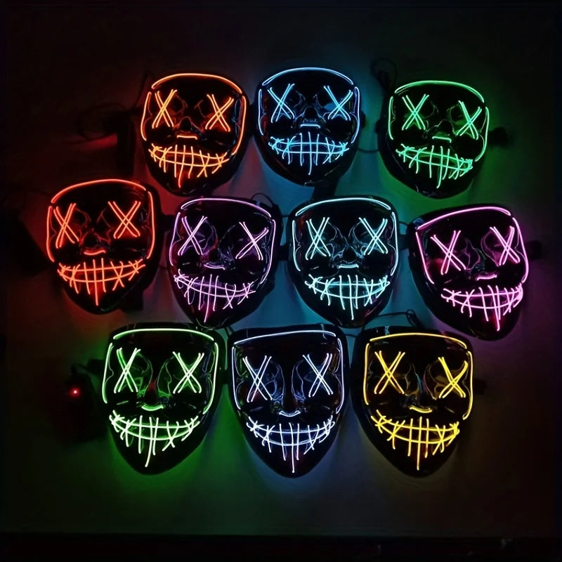 Halloween Mask LED Light up Full Face Mask,Holiday Cosplay Halloween Costume Masquerade Party, Carnival, Gift