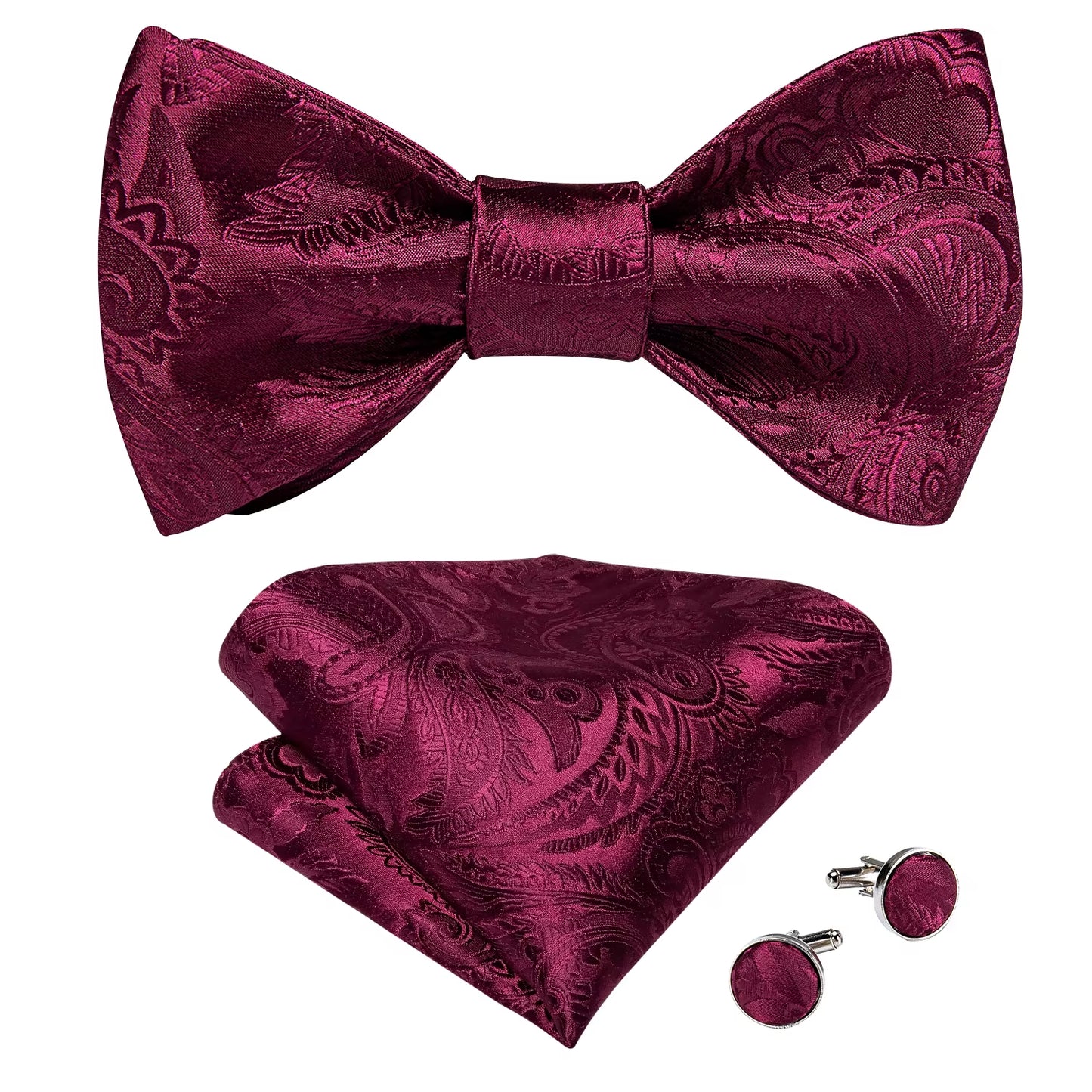 Adjustable Bowties Gold Floral Self Tie Bow Tie Set Pocket Square Wedding Tuxedo Cravat Bow Tie Formal Male Neckwear