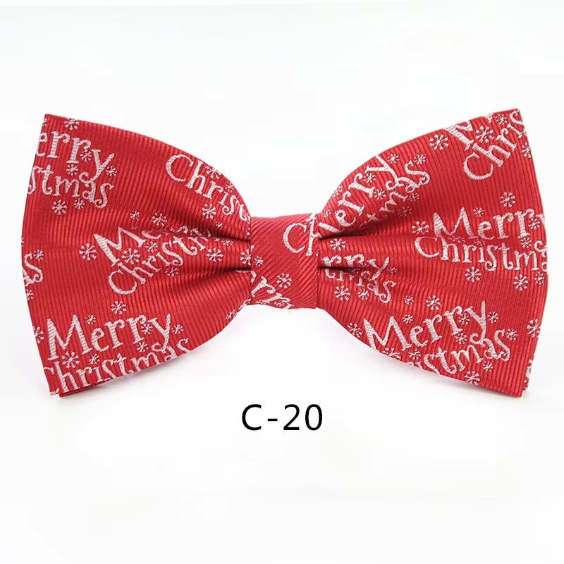 Christmas Bow Ties for Mens Shirt Snowflake Christmas Tree Pattern Men Silk Bow Tie Christmas Party Gift