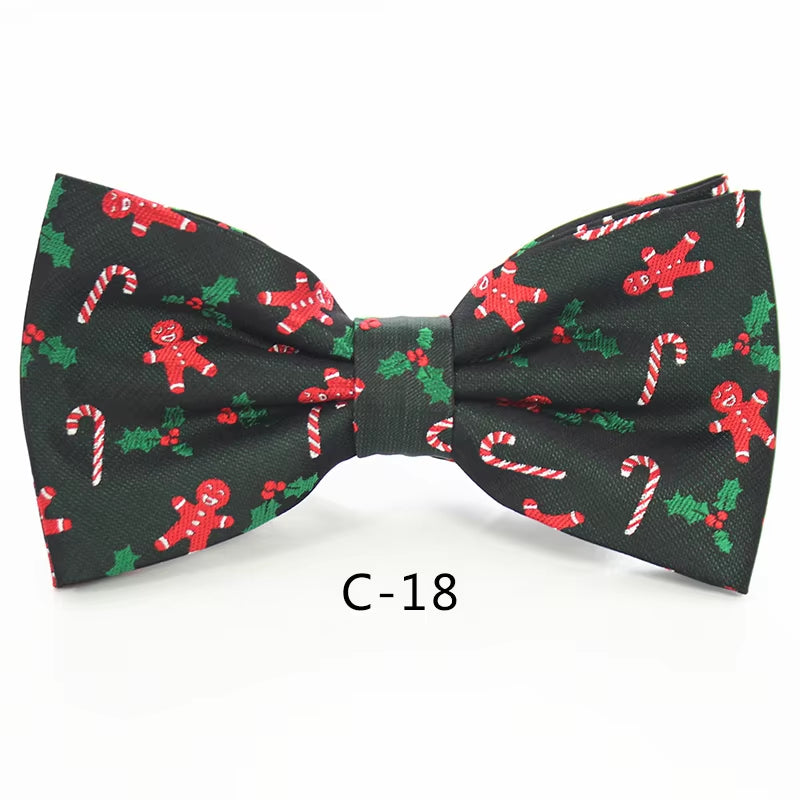 Christmas Bow Ties for Mens Shirt Snowflake Christmas Tree Pattern Men Silk Bow Tie Christmas Party Gift