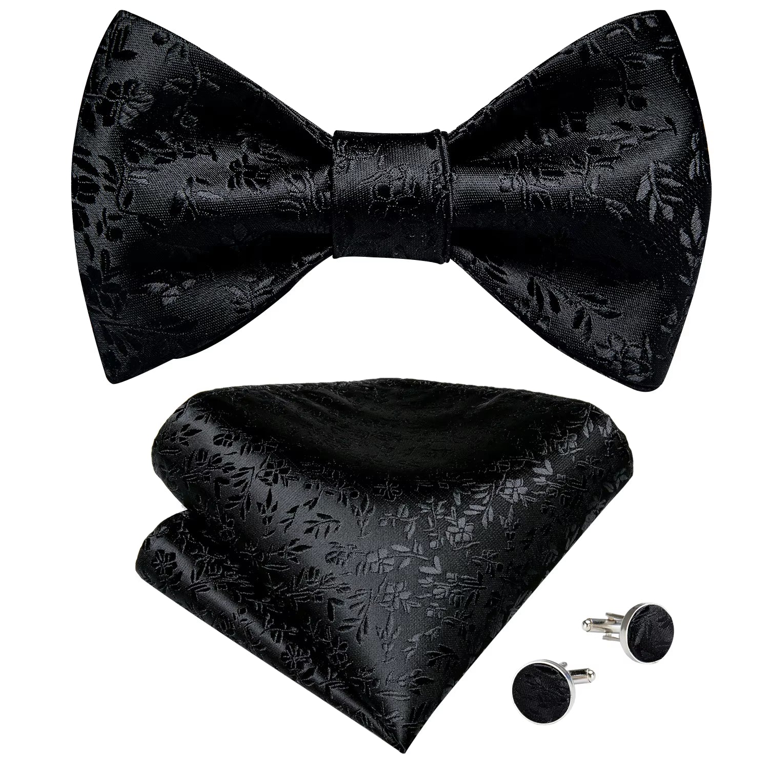 Adjustable Bowties Gold Floral Self Tie Bow Tie Set Pocket Square Wedding Tuxedo Cravat Bow Tie Formal Male Neckwear