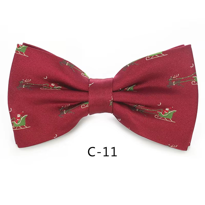 Christmas Bow Ties for Mens Shirt Snowflake Christmas Tree Pattern Men Silk Bow Tie Christmas Party Gift